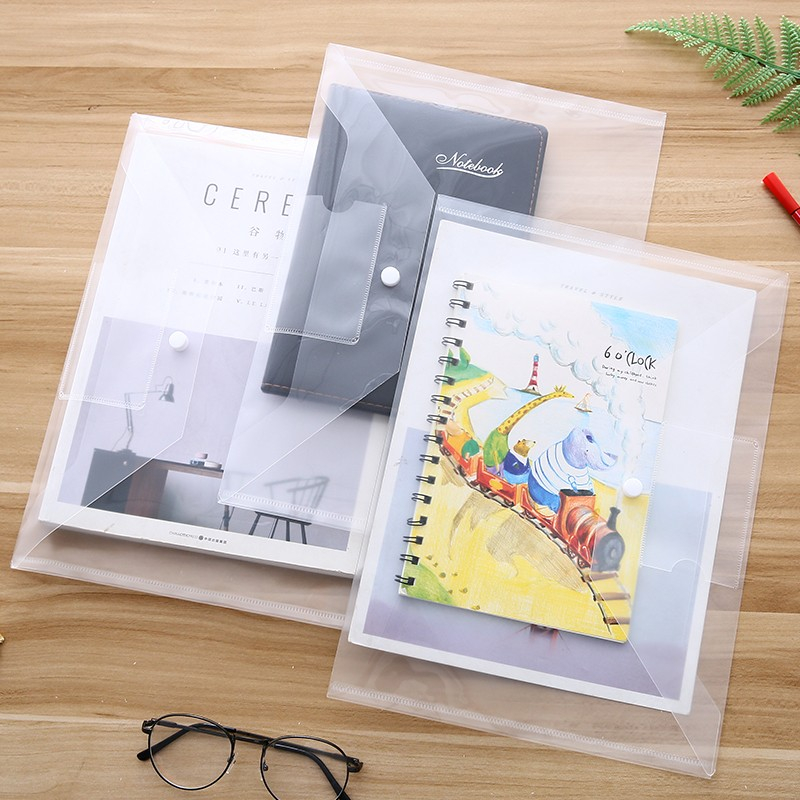 (10er Set) A4 Dokumententasche Druckknopf Pendenzen Mappe mit Visitenkarten Fenster - Transparent