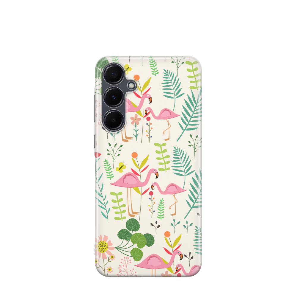 Samsung Galaxy A55 Gummi Hülle Flamingo - Garten - Versch. Farben