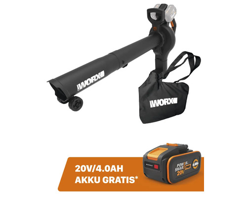 WORX 40V (2 x 20V) 3-in-1 snoerloze bladblazer/-zuiger, 335 km/u / 35 L WG583E.9 + GRATIS bonusartikel: 20V accu WA3644 (4,0Ah)