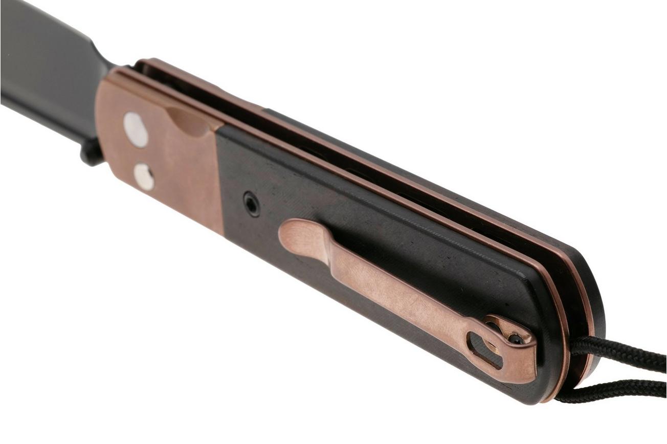 Artisan Cutlery Holm 1875P-BRG, Black PVD AR-RPM9, Black PVD Steel, Black G10 Inlay, Rose Gold PVD Hardware zakmes