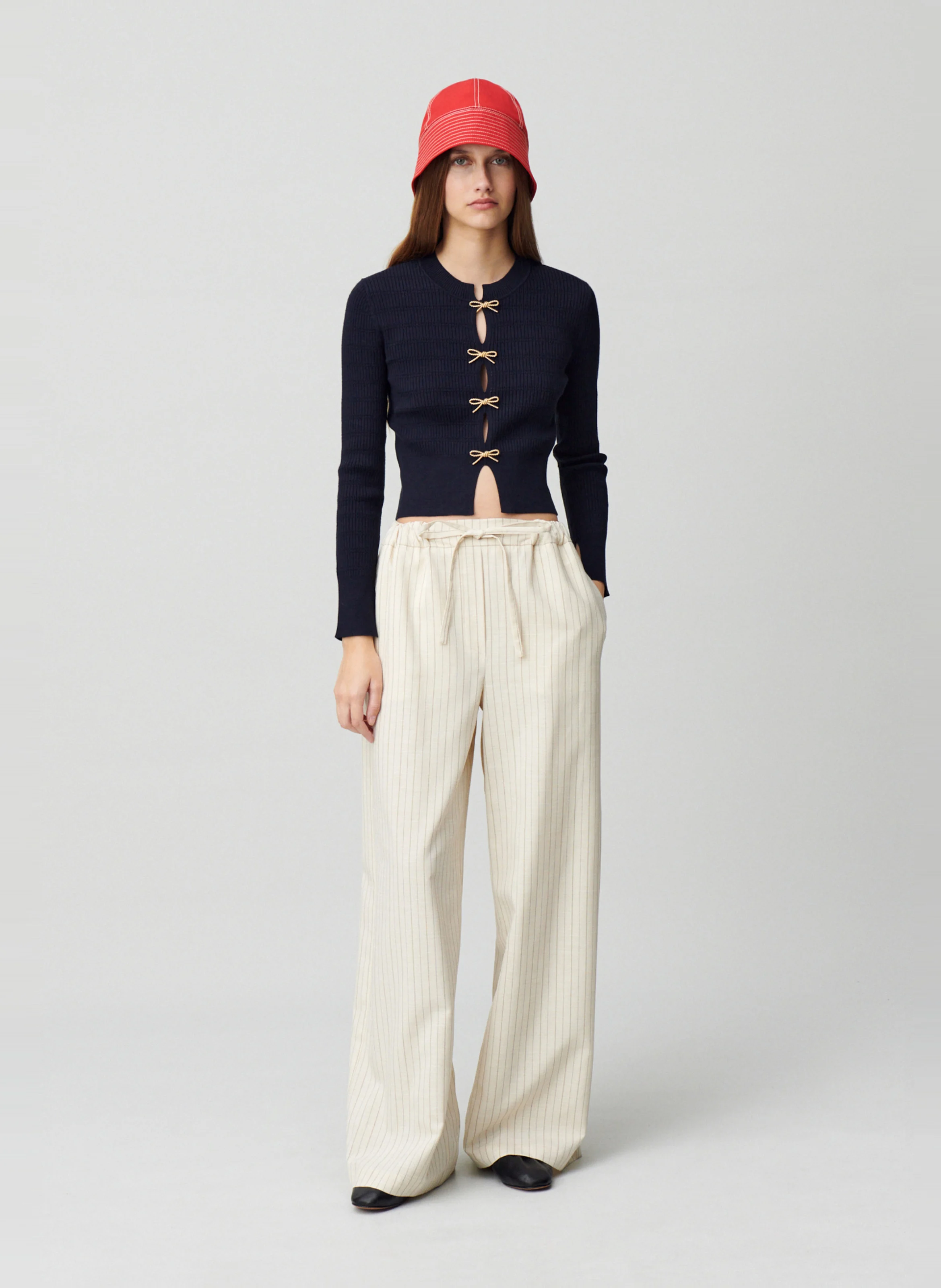 Gilet col rond| Bleu