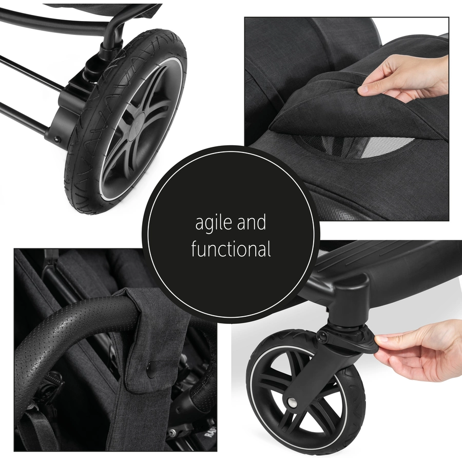 hauck Geschwisterwagen Uptown Duo Melange Black