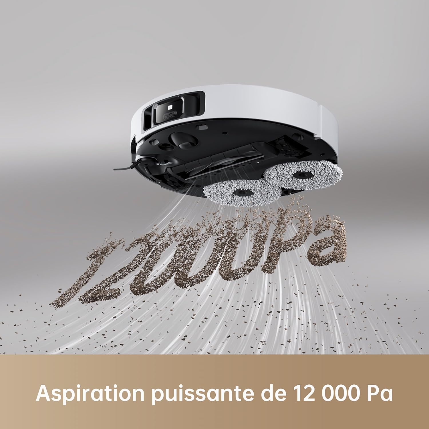 Dreame X40 Ultra Complete Robot Aspirateur avec Serpillière amovible et relevable, Brosse latérale surélevée,12 000 Pa,Serpillière et la Plaque de lavage avec de l'eau chaude à 70°C,Brosses relevables