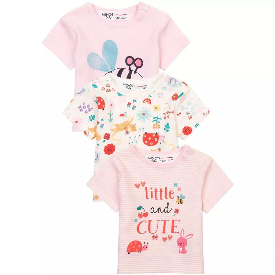 MINOTI 3er-Pack T-Shirts RosaCremeweiß
