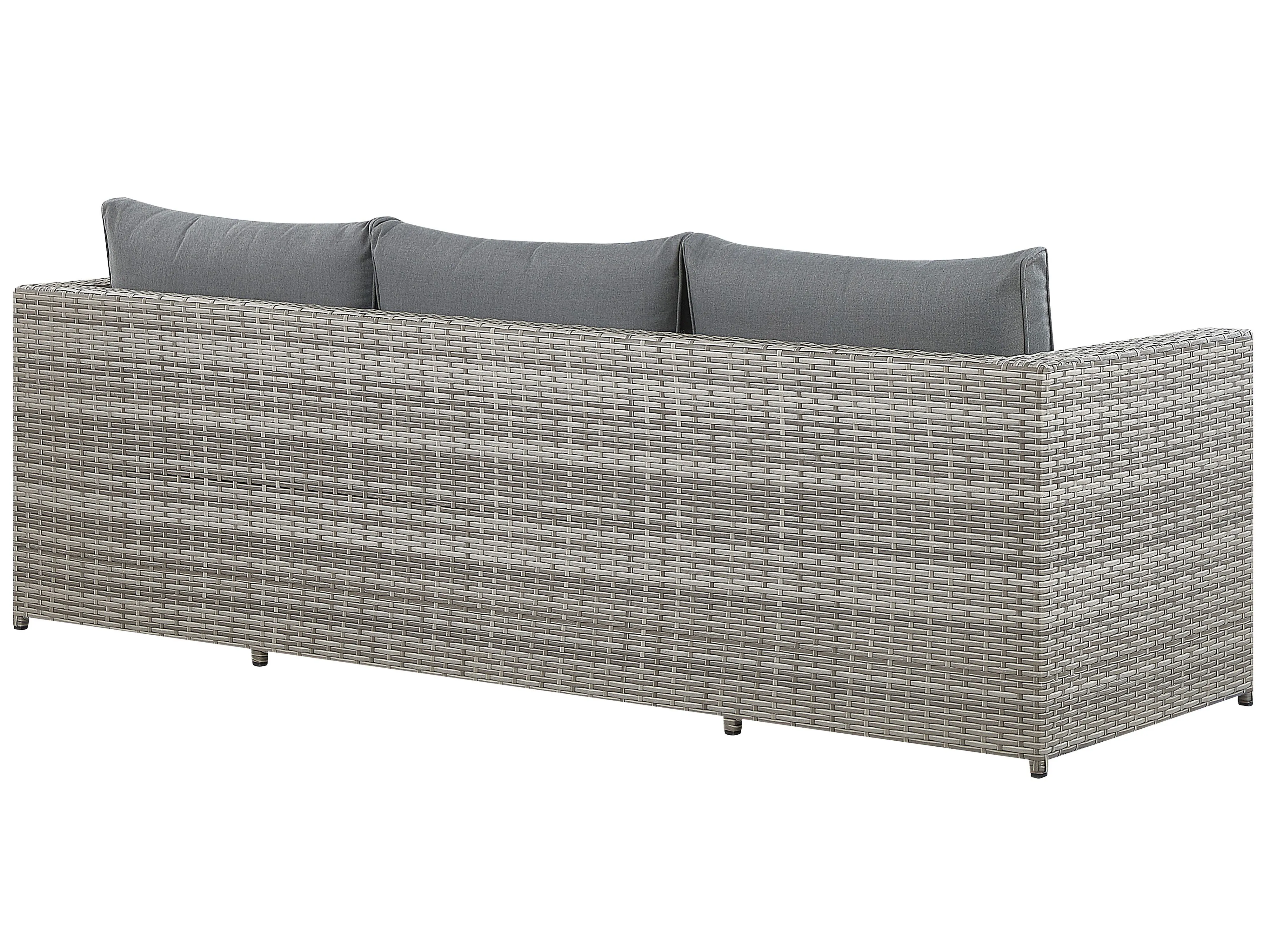 Tuin hoekloungeset met tafel 5-zits SABBIA linkszijdig modulair PE rotan Lichtgrijs