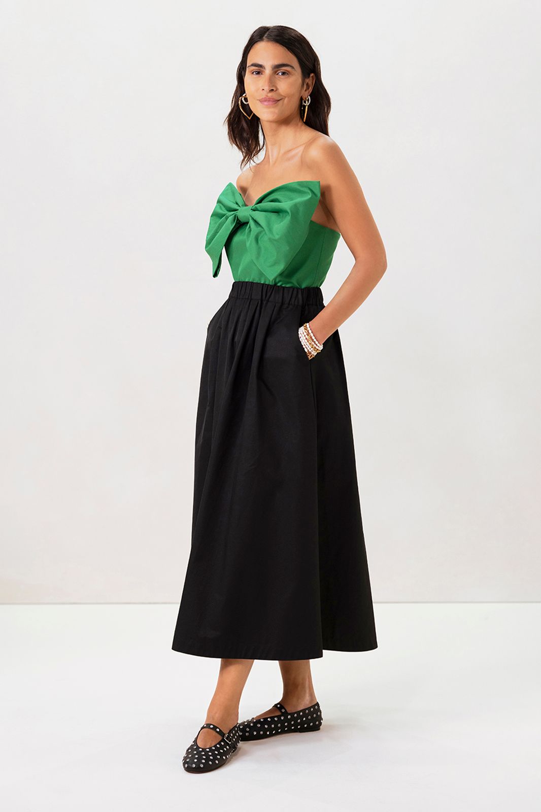 Zwarte wijde maxi rok