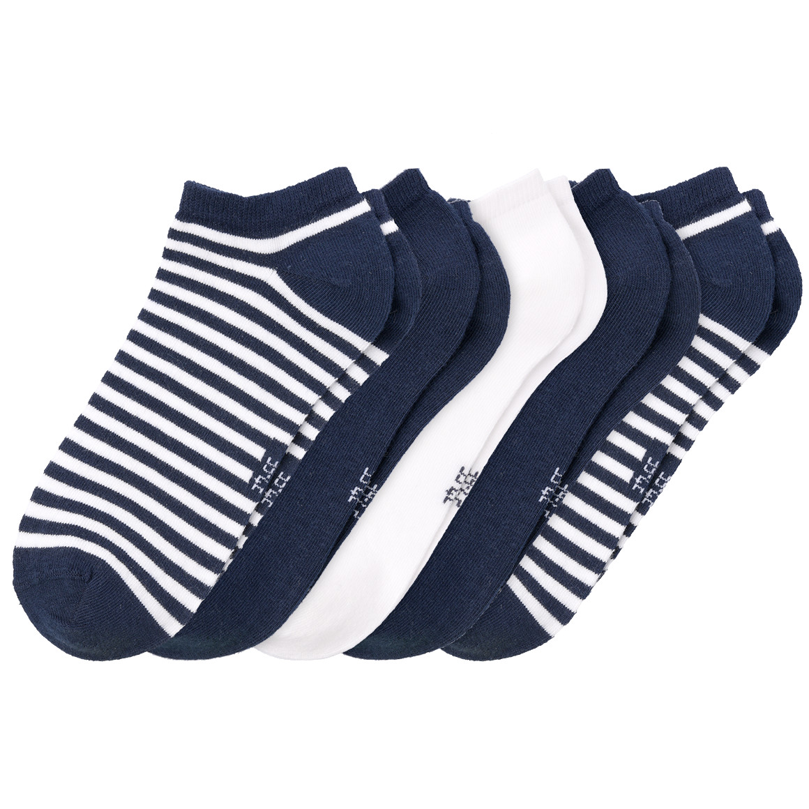Gina Benotti 5 Paar Damen Sneaker-Socken mit Bio-Baumwolle dunkelblau / weiss