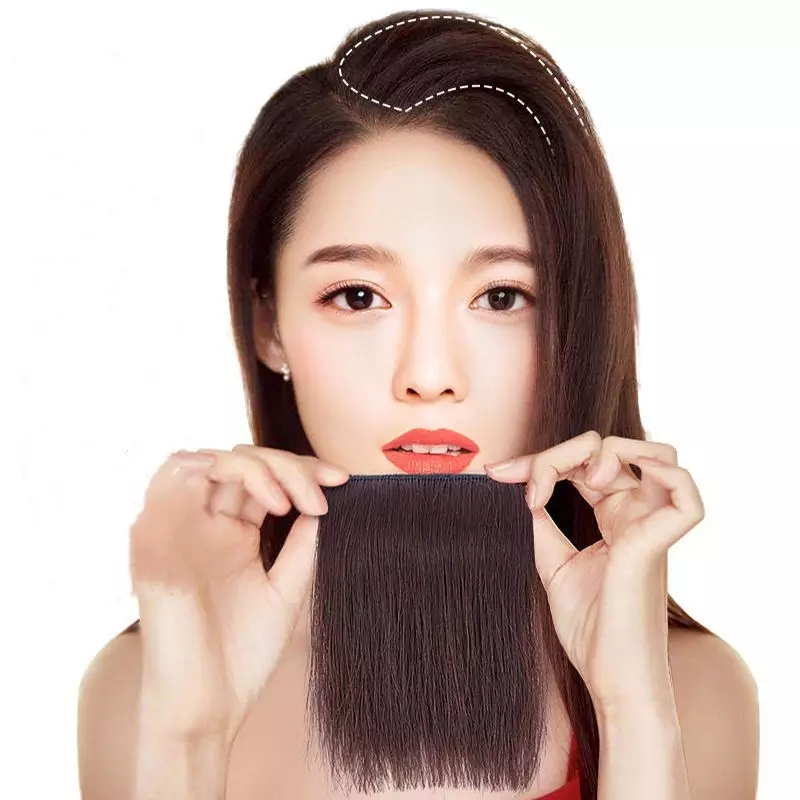 (12cm) Kunsthaar Extensions Clip-In Fransen Haarverlängerung - Schwarz
