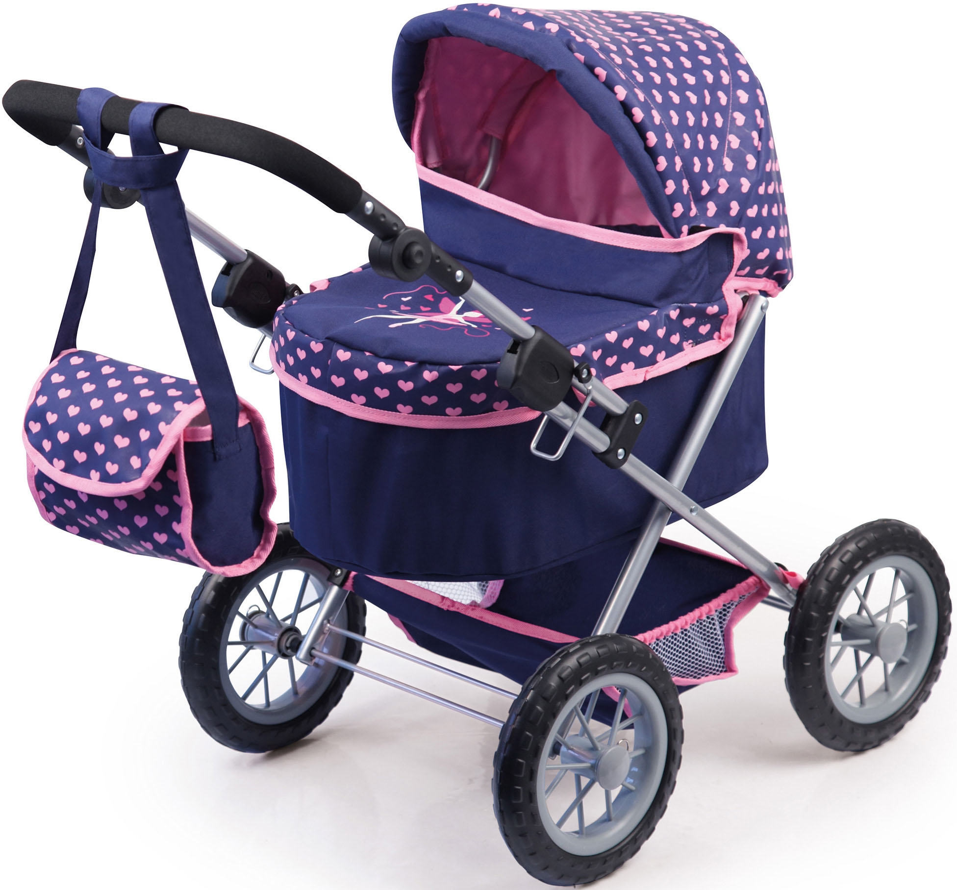 Bayer Puppenwagen »Trendy, dunkelblau« mit Wickeltasche