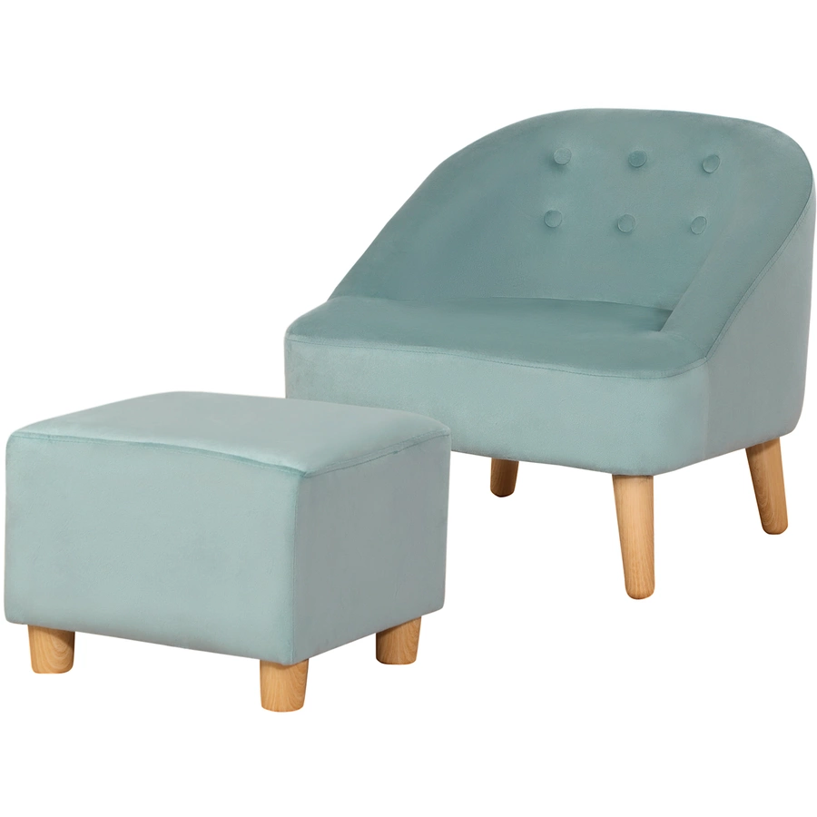 HOMCOM Kindersofa-Set mit Fußhocker grün