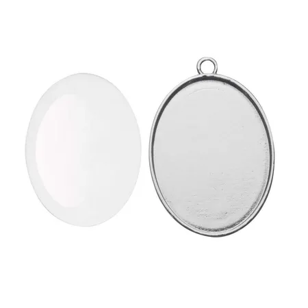 Glorex Anhänger, oval, 42 x 33 mm, silberfarben