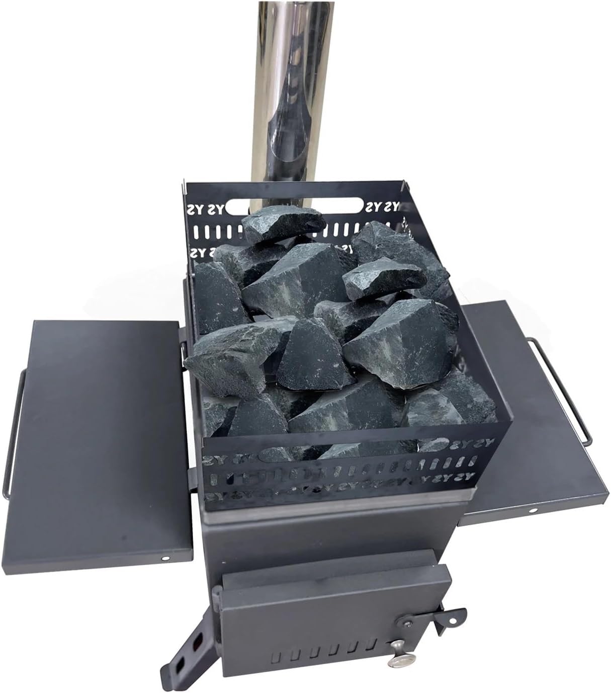 Saunaofen Camping Klappholzkohle Brennholz Outdoor Angeln Heizung Herd Multifunktions Tragbare Sauna Herd Zelt Heizung Öfen(Black)
