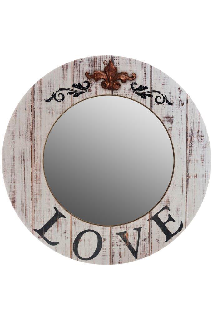 Wandspiegel Love - Holzoptik - Ø 60 cm