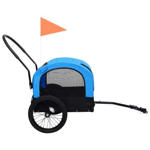 Reboque azul para bicicletas para animais de estimação