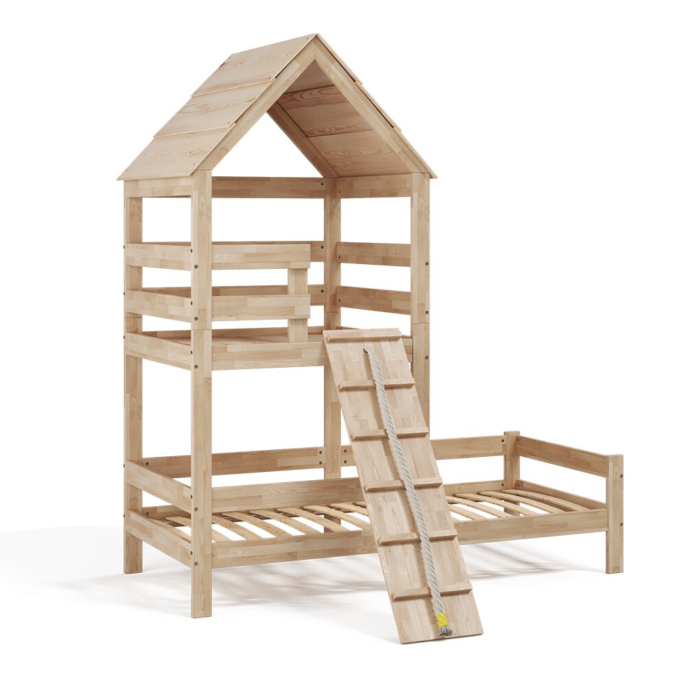 VitaliSpa Kinderbett Teddy 90x200cm Spielturm Bett Spielbett Jugendbett Hausbett Natur