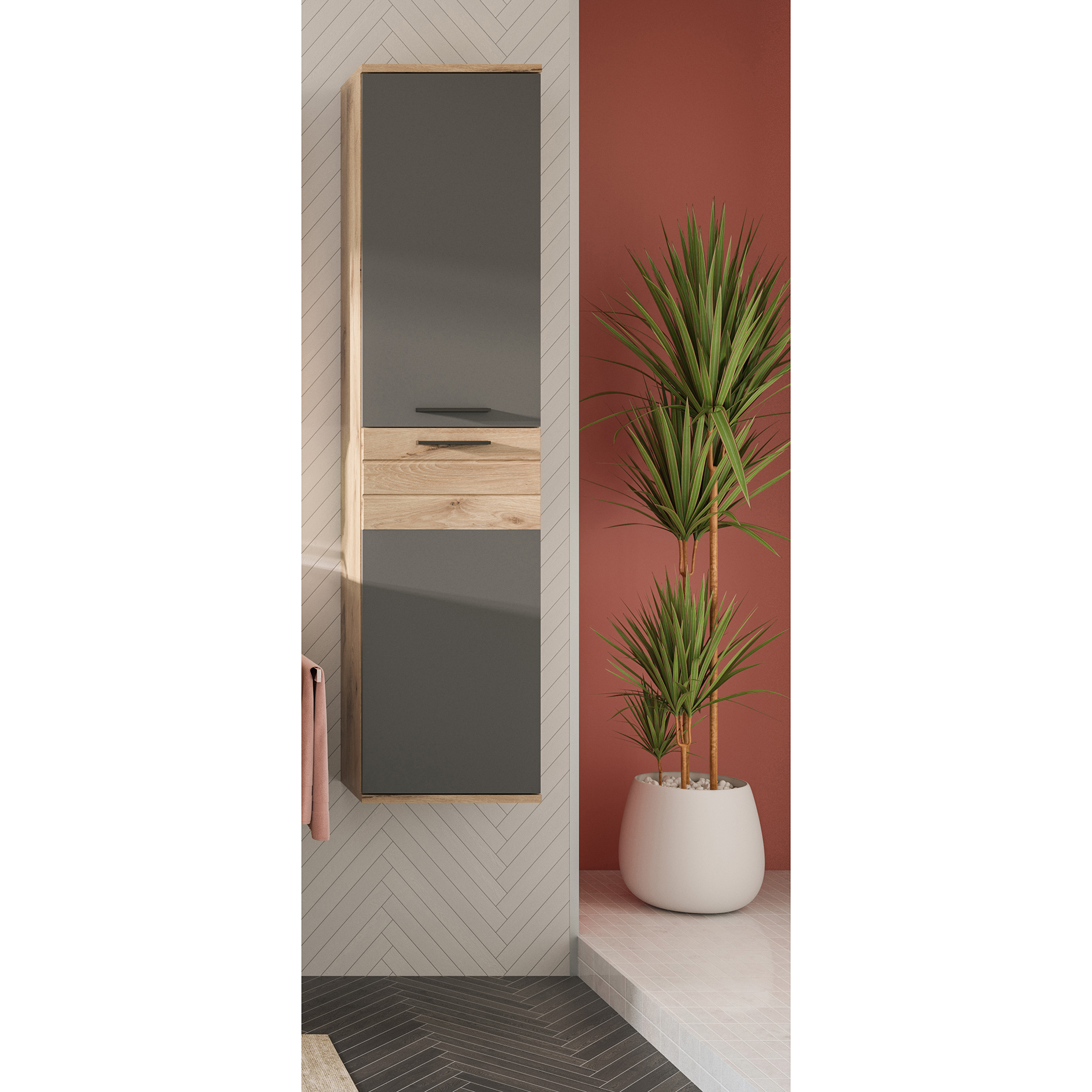 Hochschrank MASON - Nox Oak - Basalt grau - 37 cm