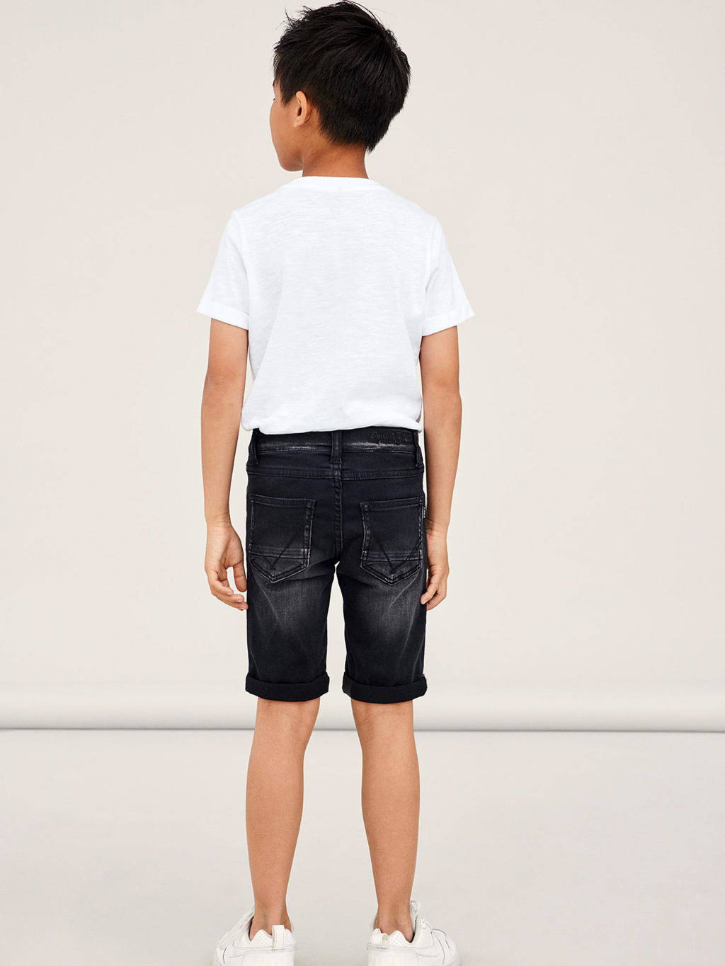NAME IT slim fit jeans bermuda NKMTHEO zwart