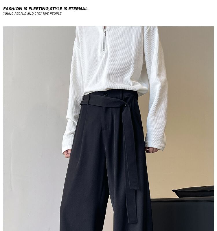 AXEN - Mid Rise Plain Straight Leg Dress Pants