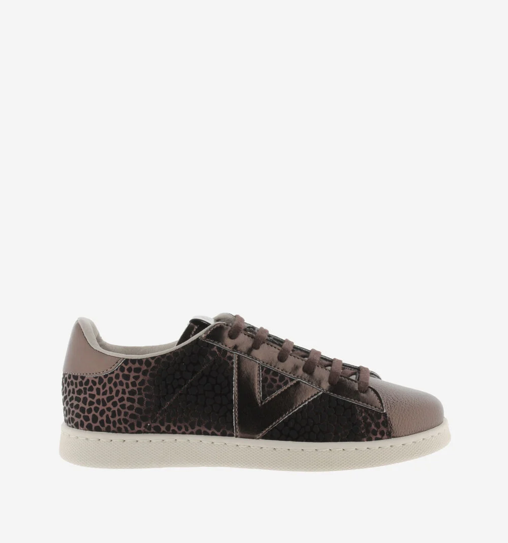 VICTORIA BASKET BASSE TENIS IMPRIMÉ ANIMAL & MÉTAL BRONCEBRONCE
