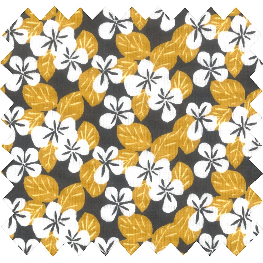 Coupon Tissu 1 M Fleurs Moutarde Ex1055