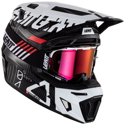 Casque cross Leatt 9.5 CARBON V23 AVEC MASQUE 2024 - Blanc