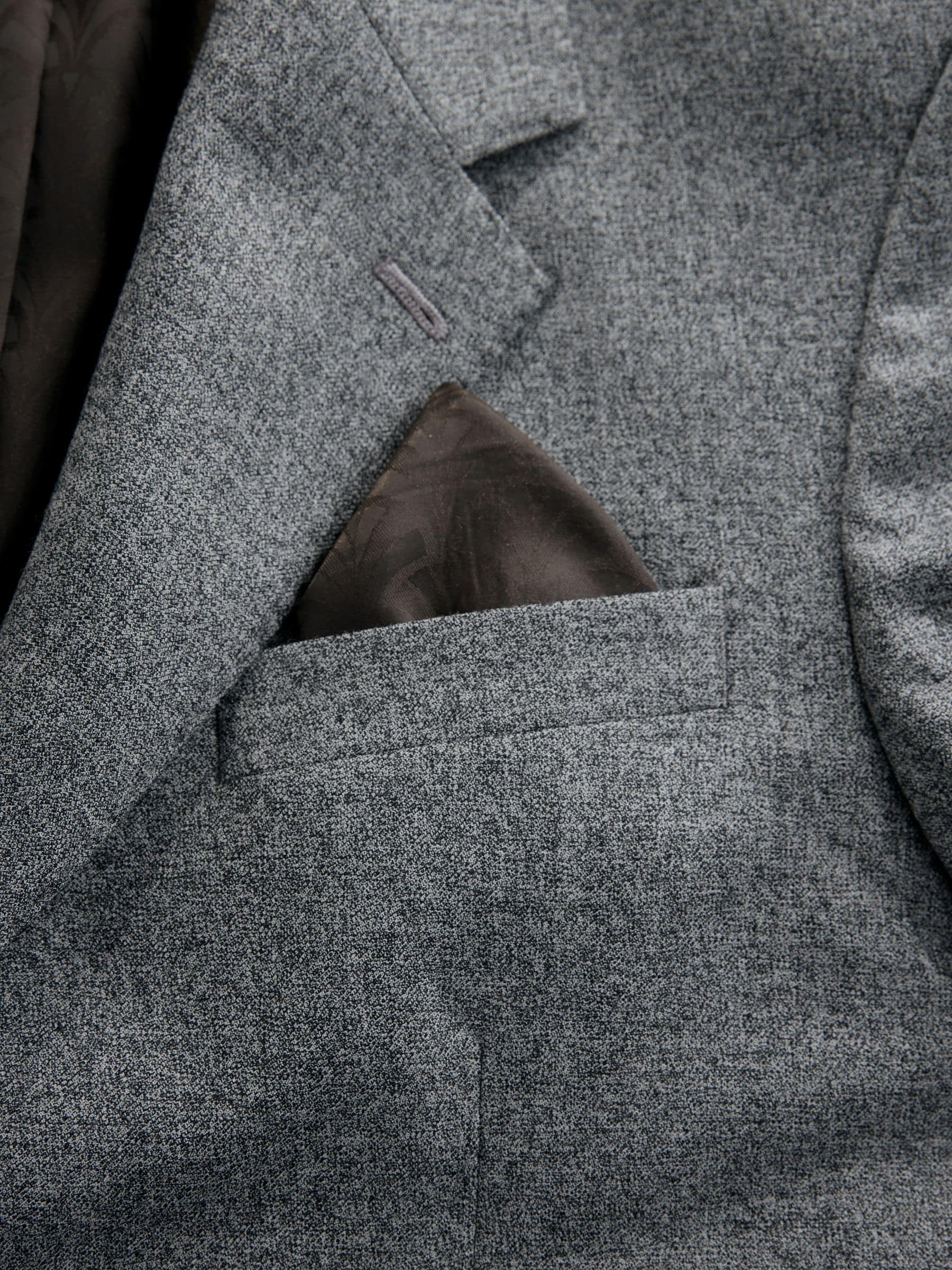 Grijs - Tailored Fit Merino Wool Blend Suit Jacket