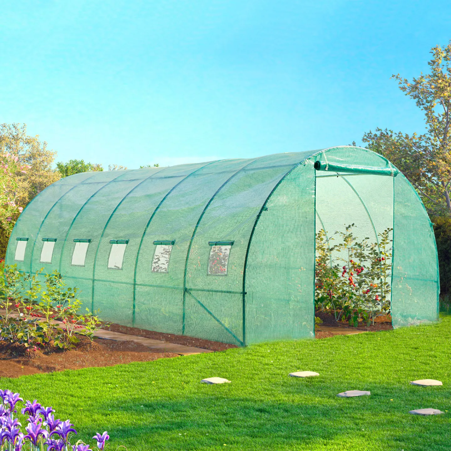 Bâche de rechange 130 gr/m² pour serre 18M² verte 4 saisons CRIMÉE