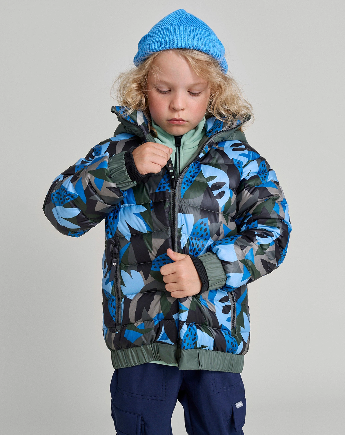 Daunenjacke FINNOO zum Wenden in thyme green