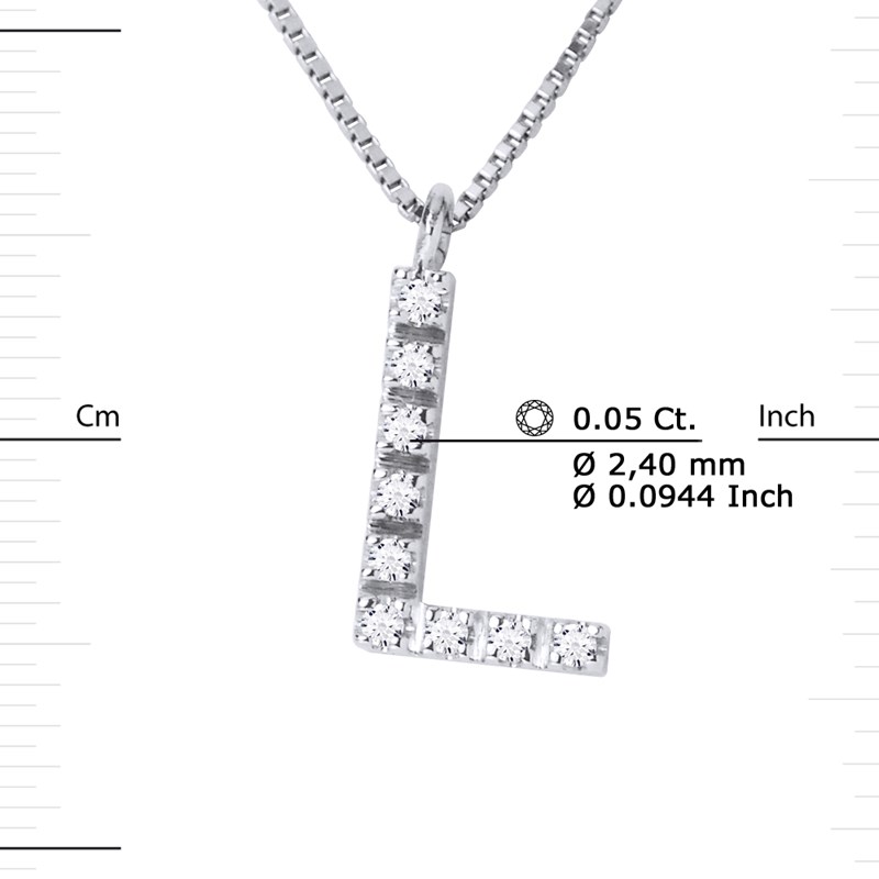 Collier ALPHABET Diamants 0,05 Cts  LETTRE 