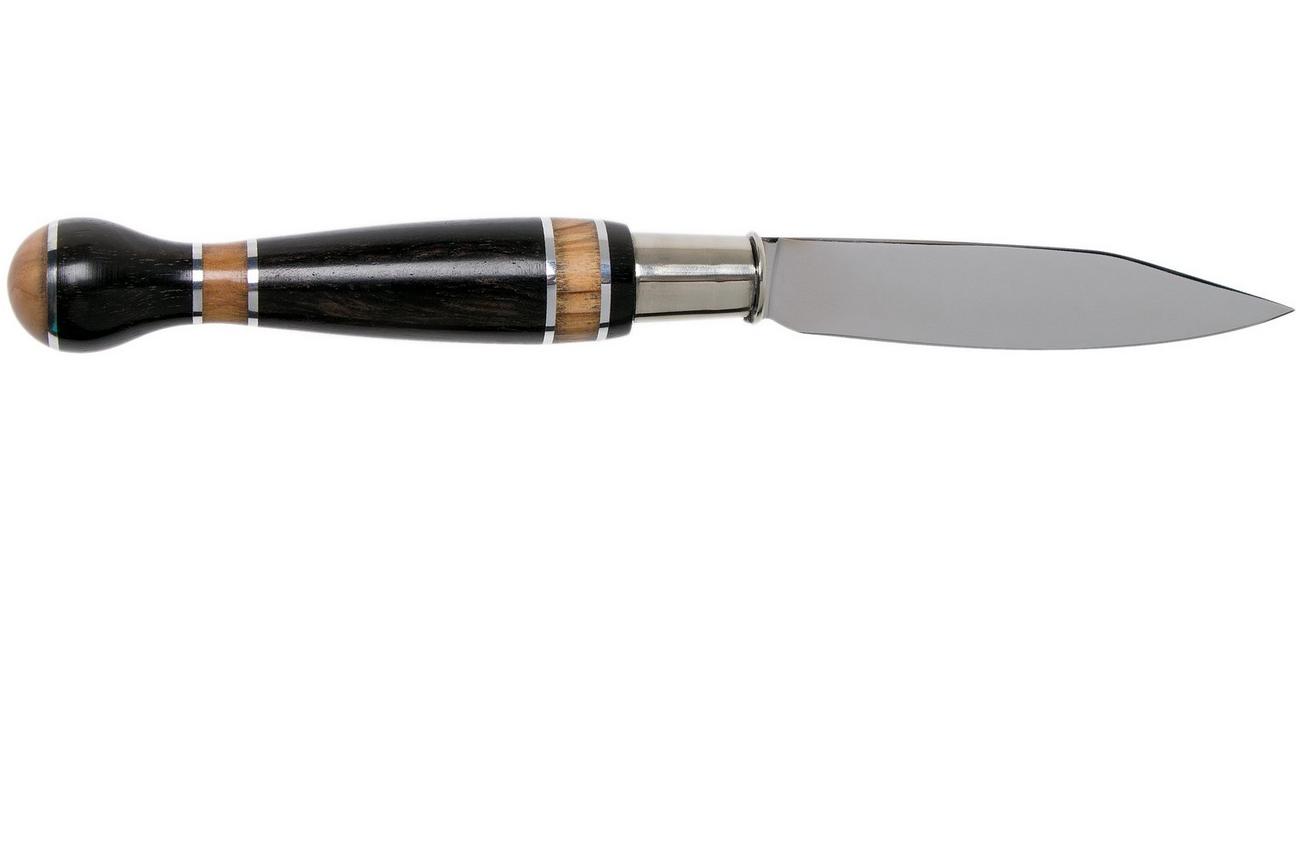 Nontron No. 25 Nickel Silver Turning Ferrule, Marquetry Ebony Olivewood, ball shape NN25BOEBOL zakmes