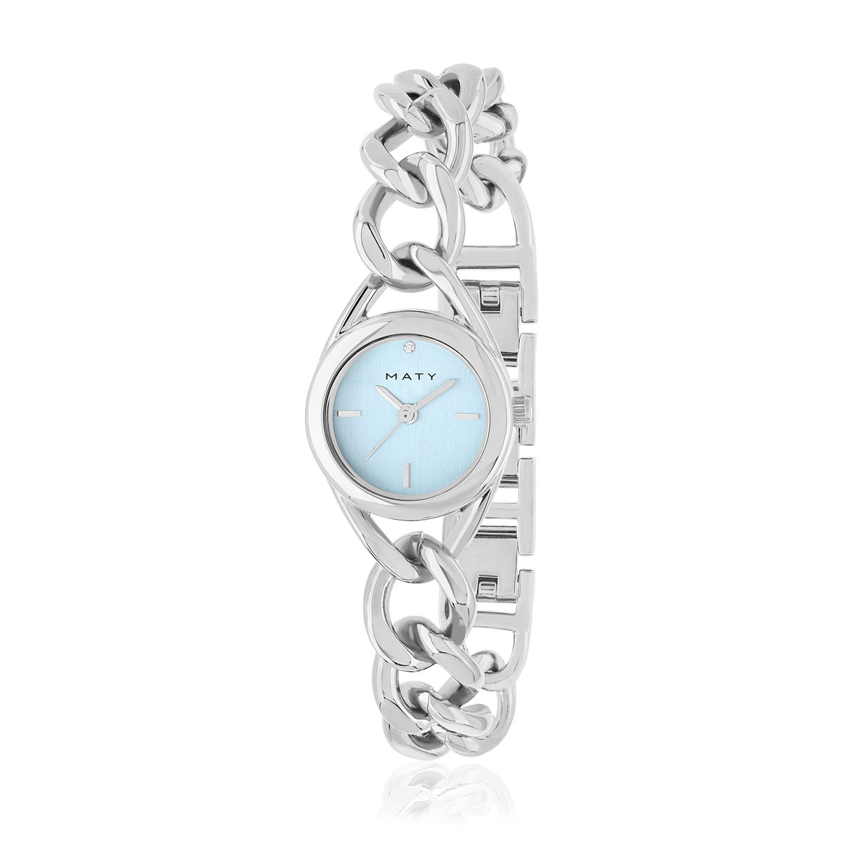 Montre femme chromée bracelet métal