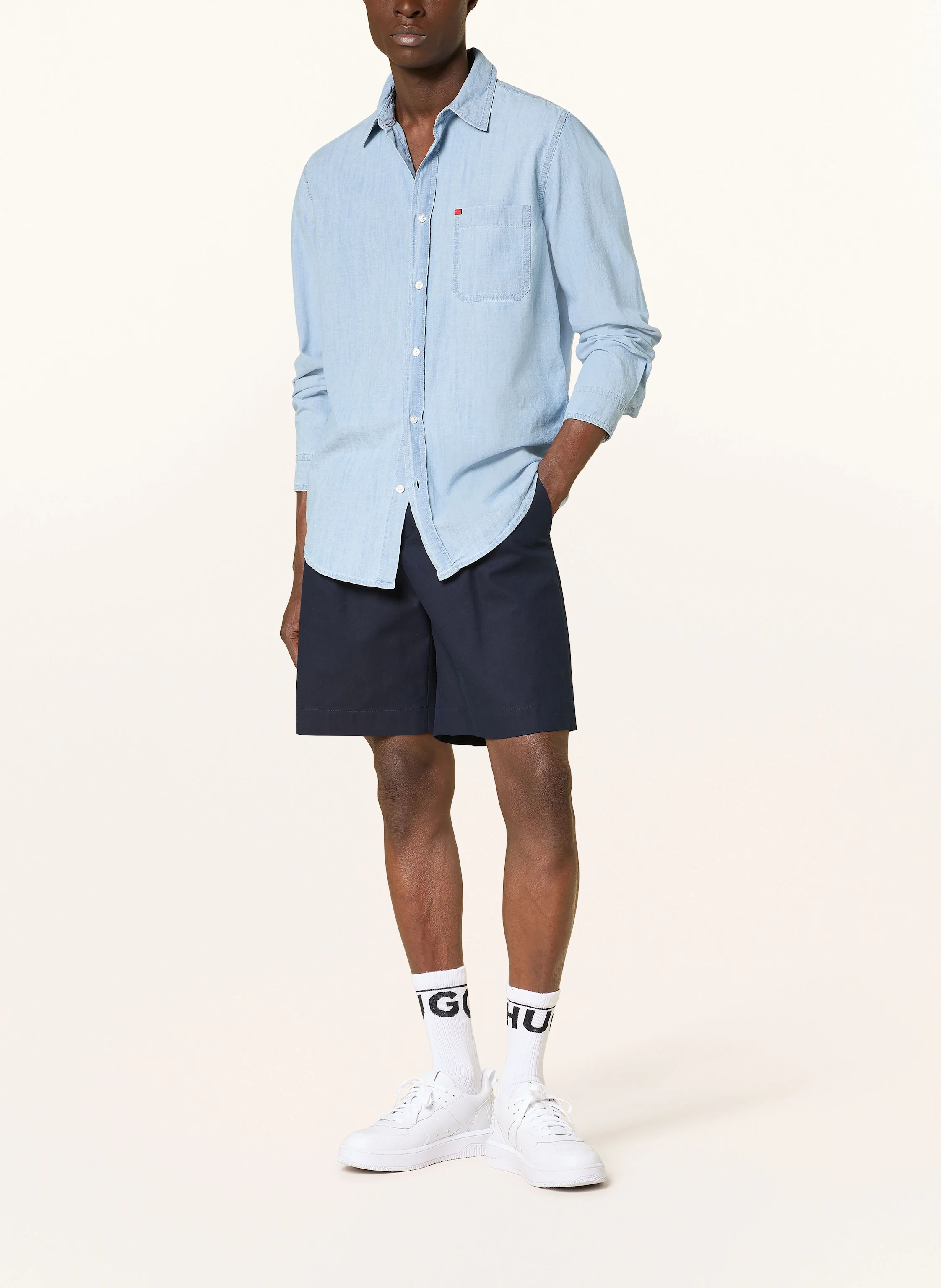 HUGO Hemd ERILLO Oversize-Fit in Jeansoptik