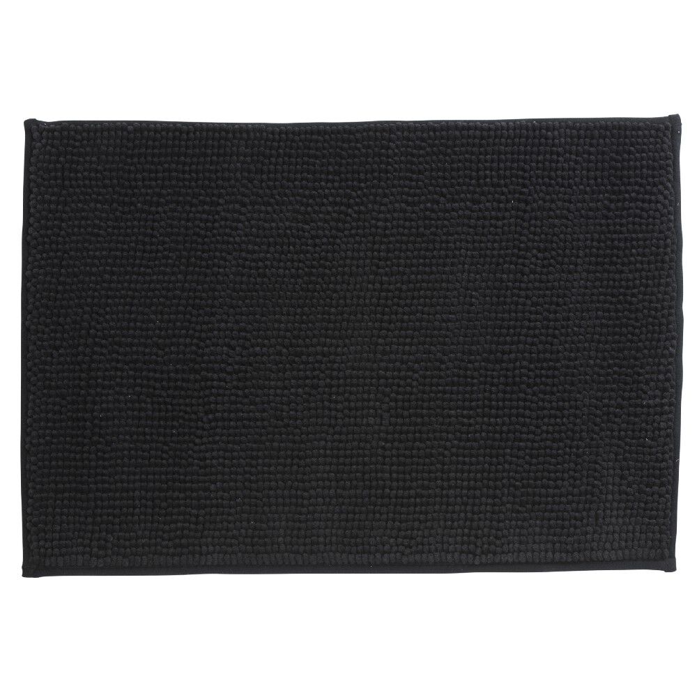 Tapis salle de bain chenille uni noir