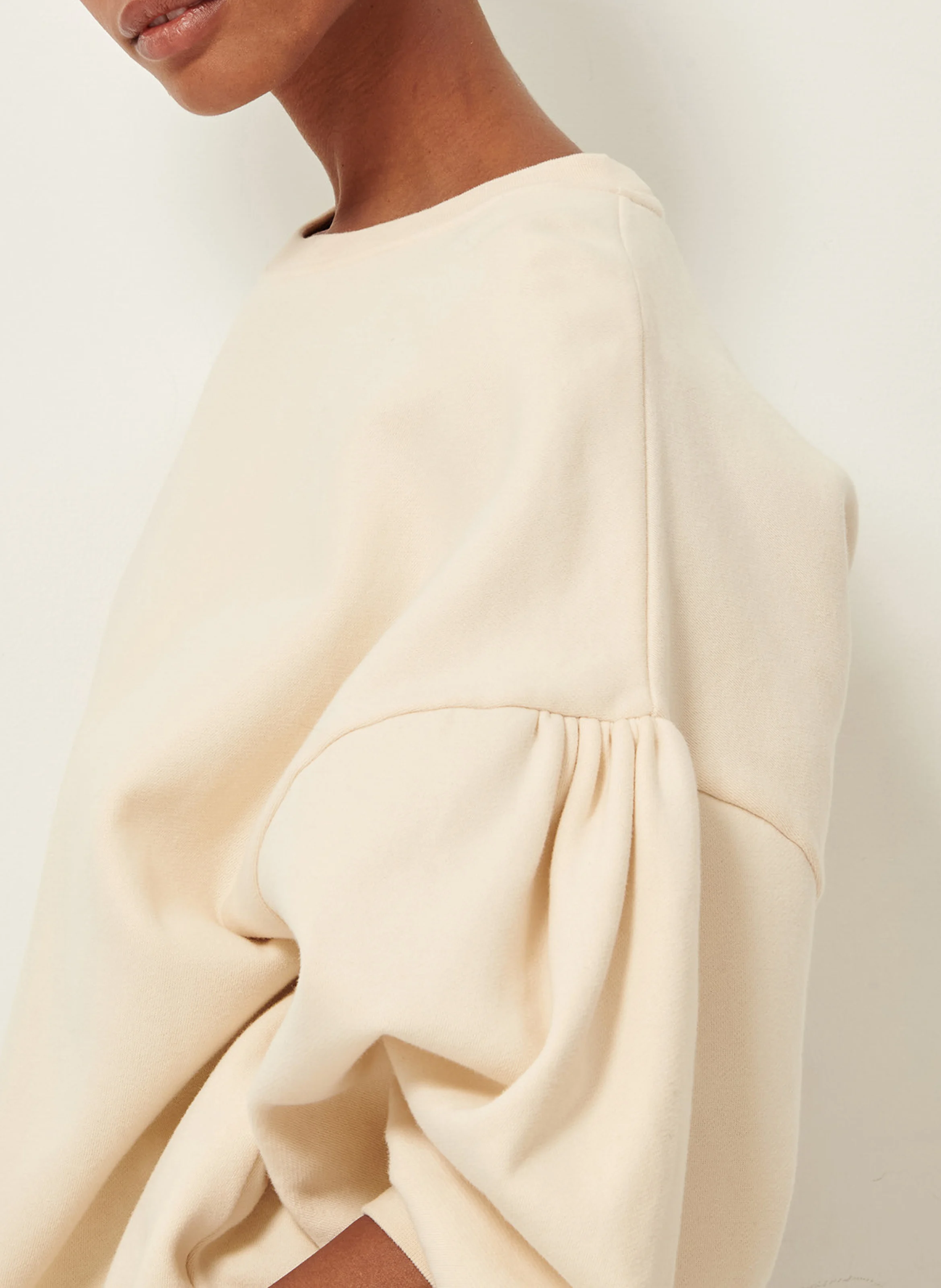YUNO - Sweat col rond en coton | Beige