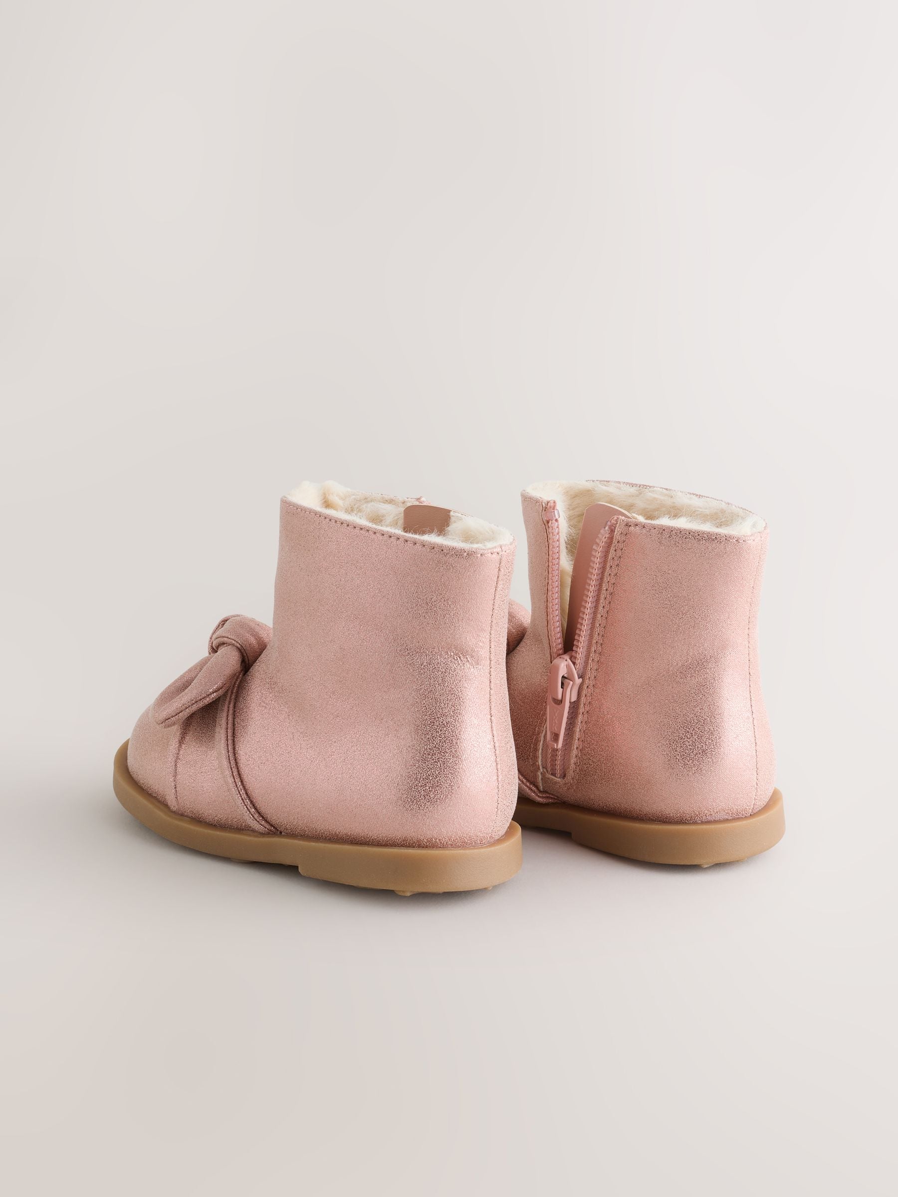 Roze - Metallic laarzen met strik