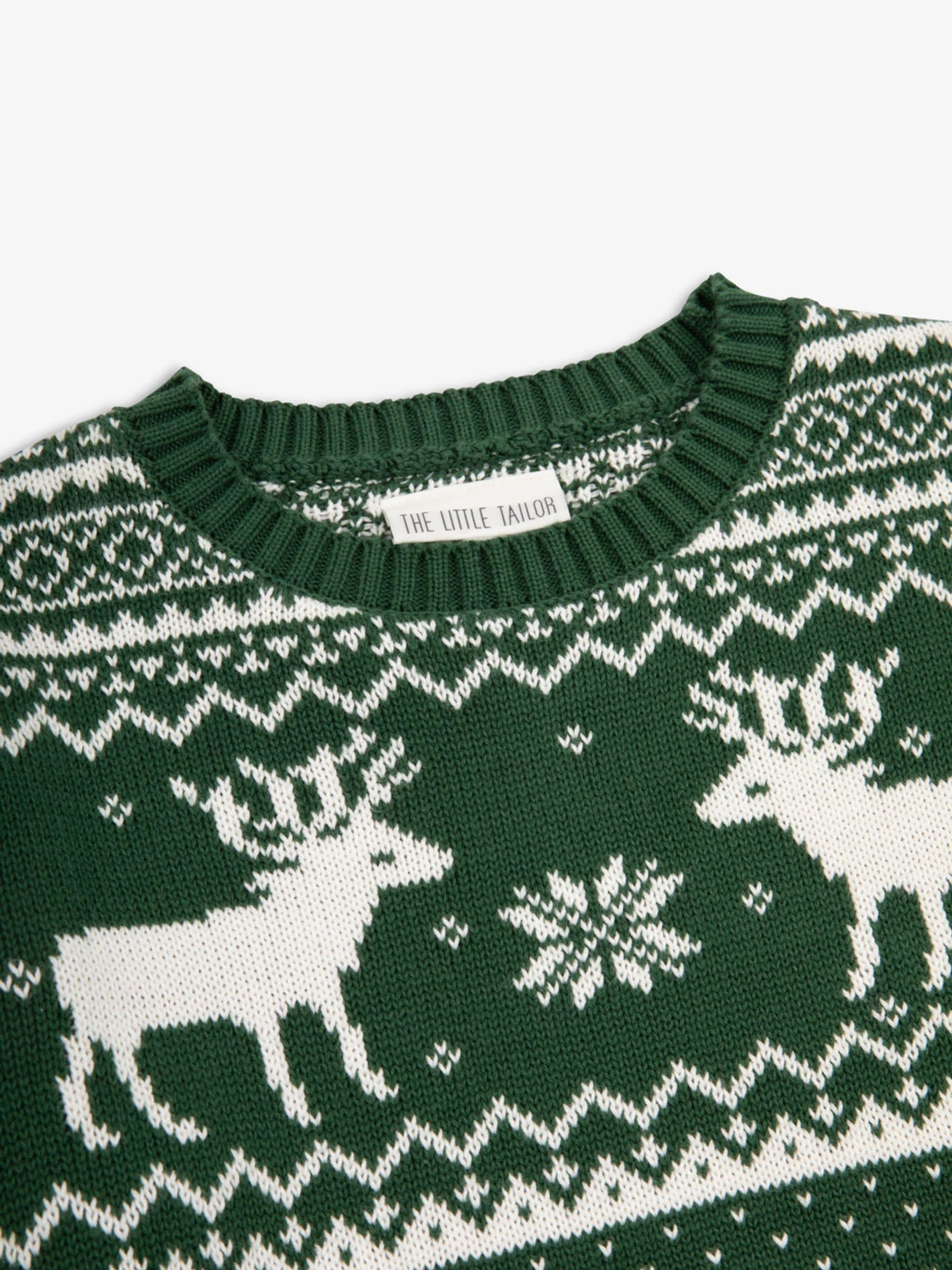 Groen - The Little Tailor kinderkersttrui met rendier-fairislepatroon