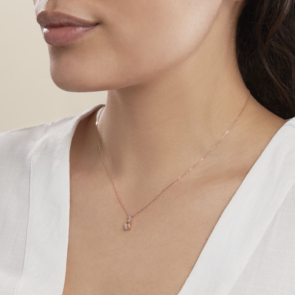 Collier Antonia Or Rose Morganite Et Oxyde De Zirconium