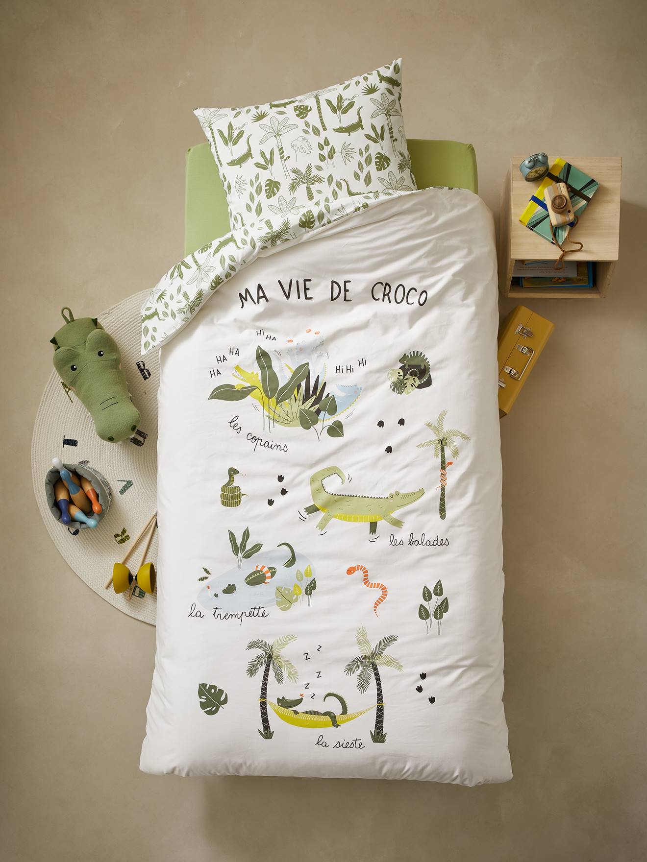 Conjunto de capa de edredom e fronha infantil TREK, multicolorido