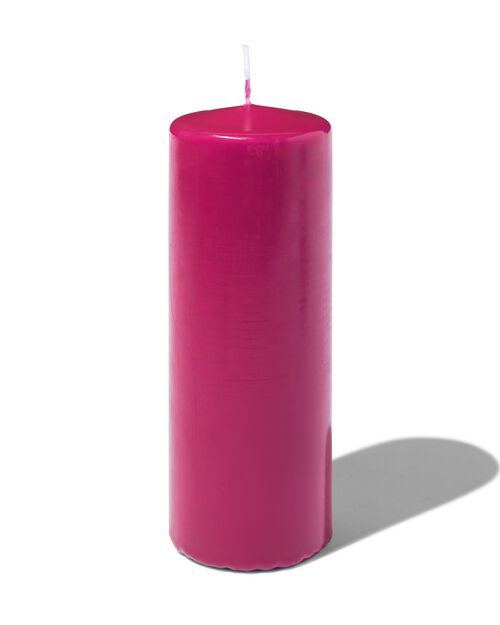 bougie brute 7 x 19 cm rose vif