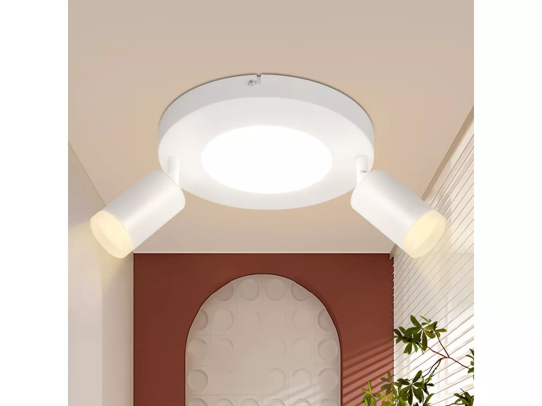 NETTLIFE Spot de plafond 2 ampoules GU10 20W chambre 3000k Pivotant Pivotant en métal à 350°