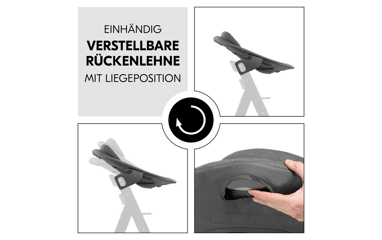 Hochstuhlaufsatz Alpha Bouncer Premium Dark Grey2in1: Babywippe und Aufsatz für Hauck Hochstuhl