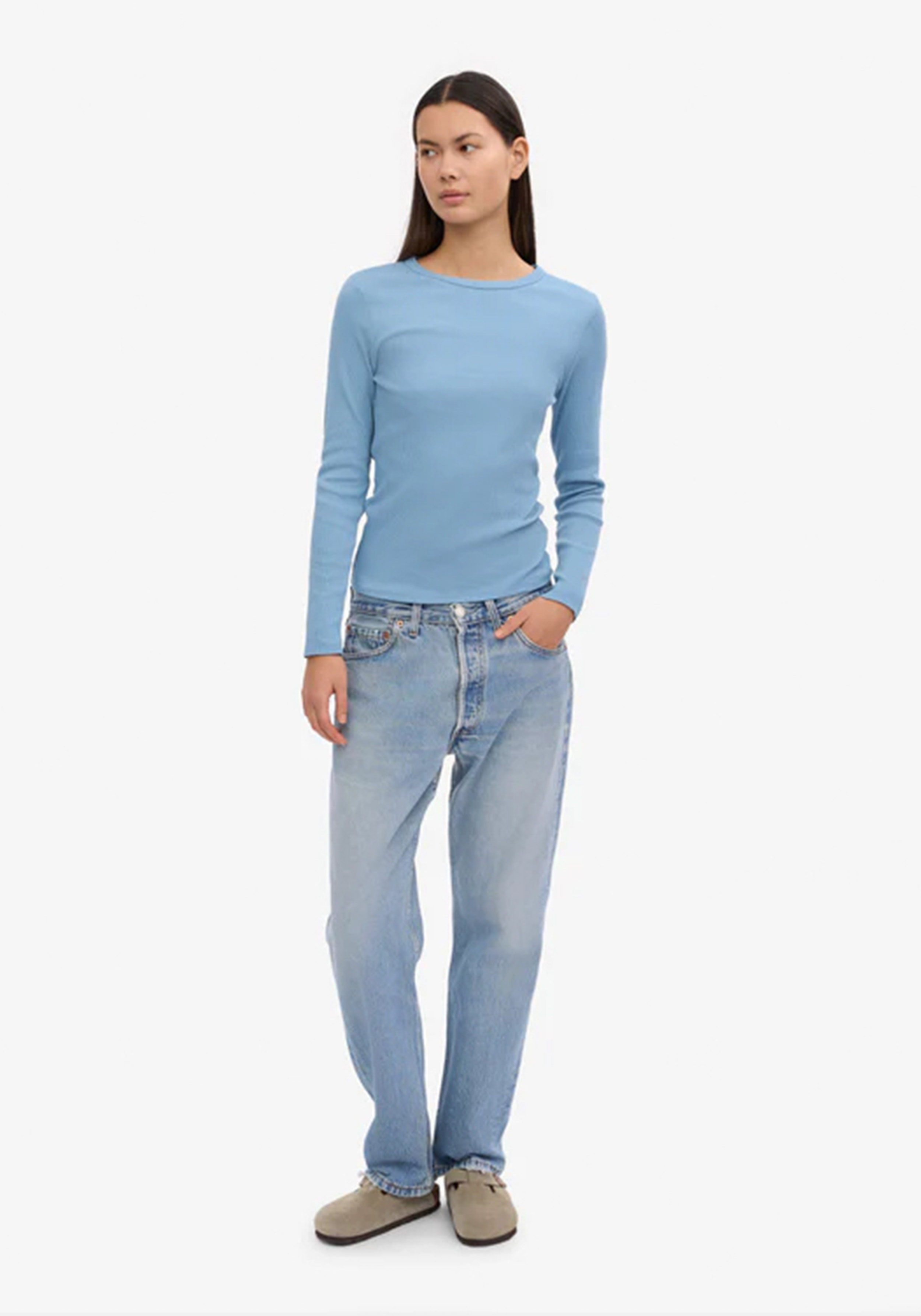 Colorful Standard Damen-Longsleeve Rib Seaside Blue