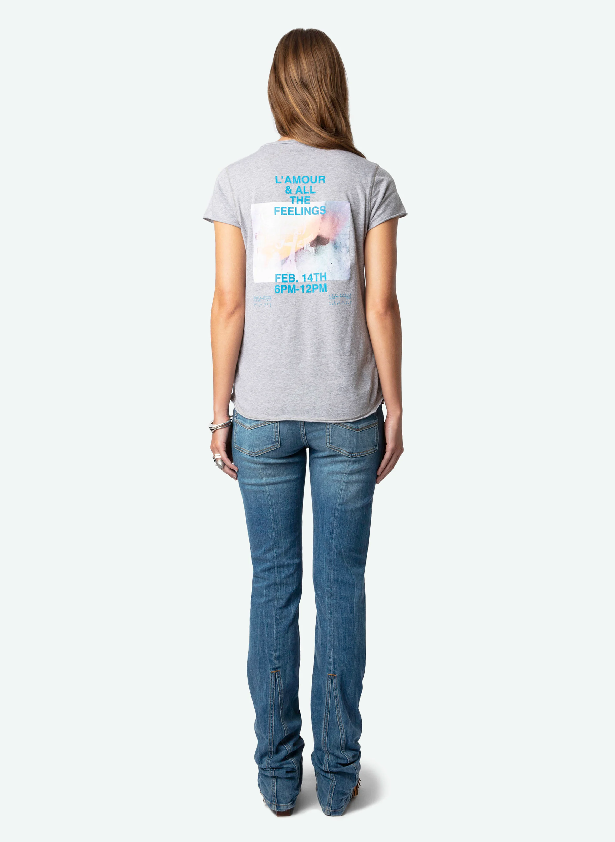 Tee-shirt tunisien imprimé en coton bio | Gris