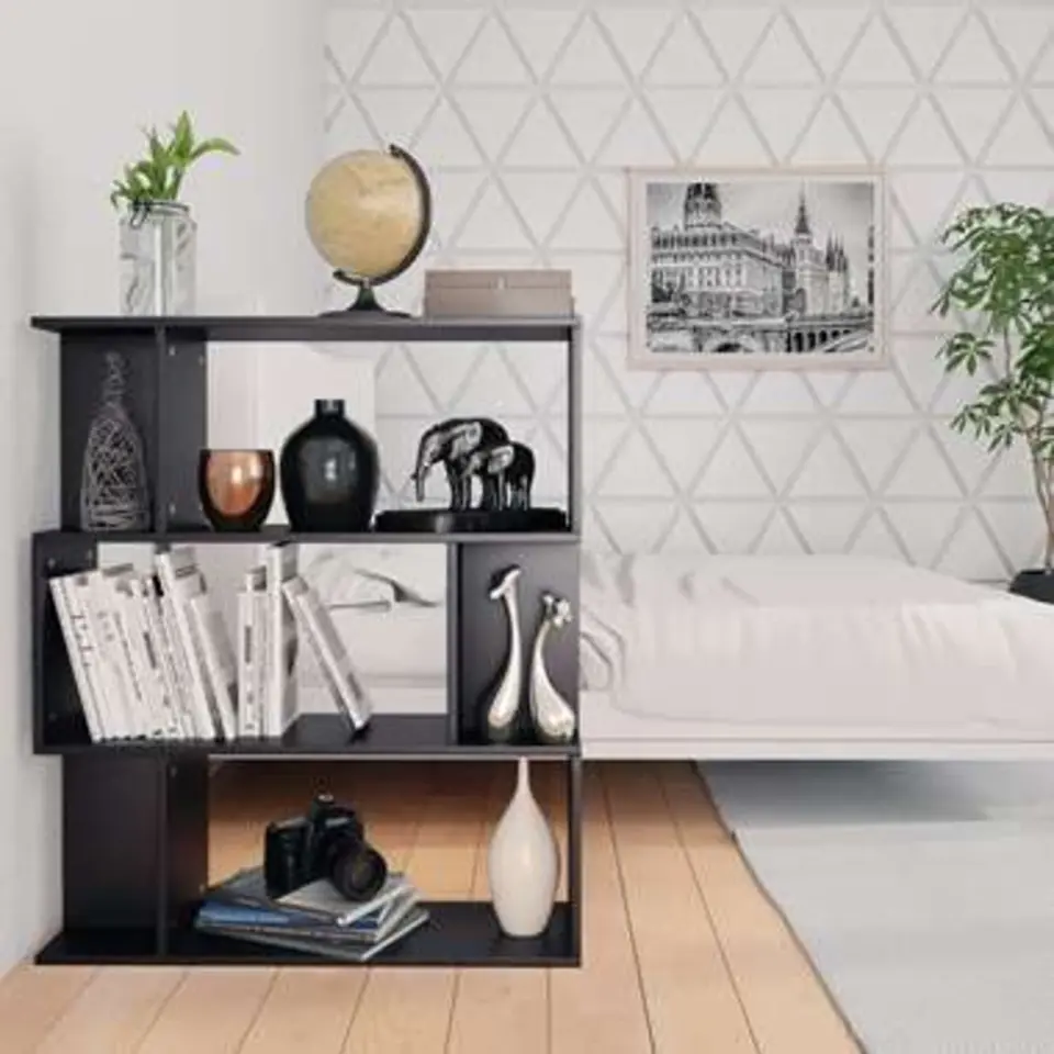 vidaXL - Boekenkast - Zwart - Bewerkt hout