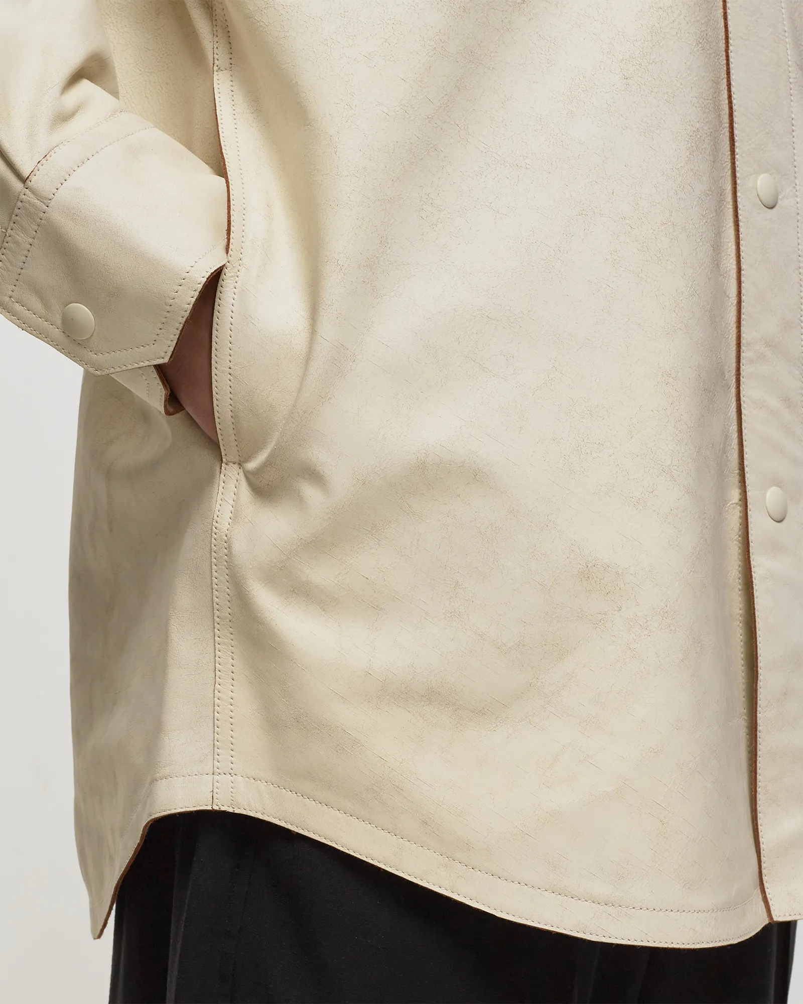 Helmut Lang LEATHER SHIRT.CRCKD
