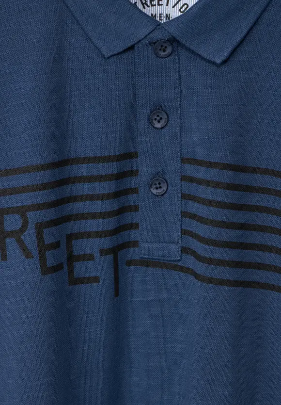 Poloshirt mit Labelprint - pacific blue