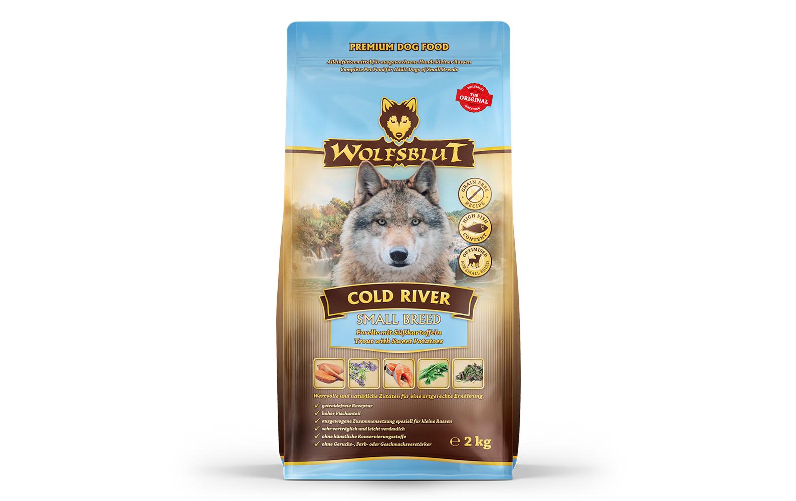 Trockenfutter Dog Small Breed Cold River Adult, 2 kgAlleinfuttermittel für ausgewachsene Hunde kleiner Rassen