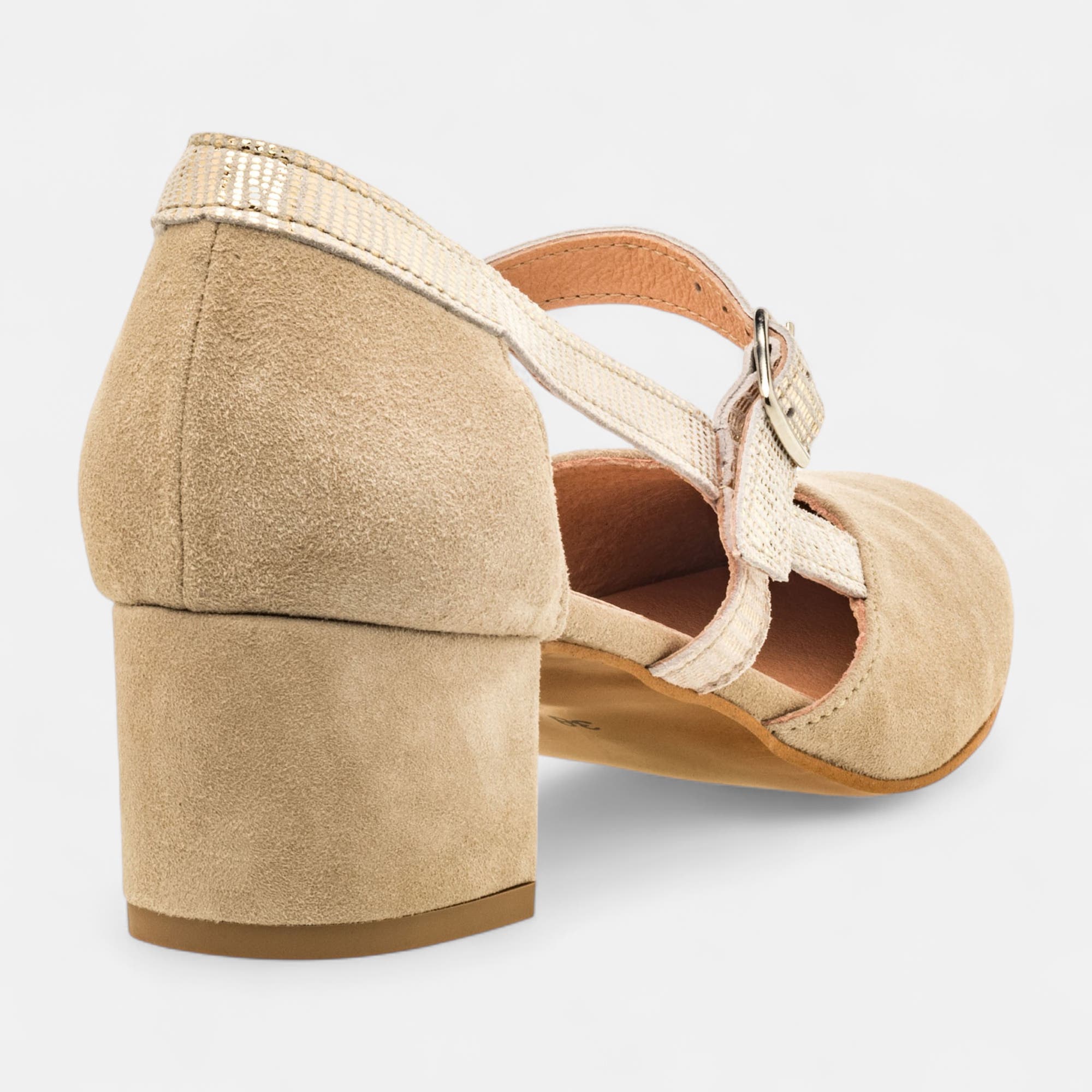 Escarpins quartiers ouverts Femme en cuir beige