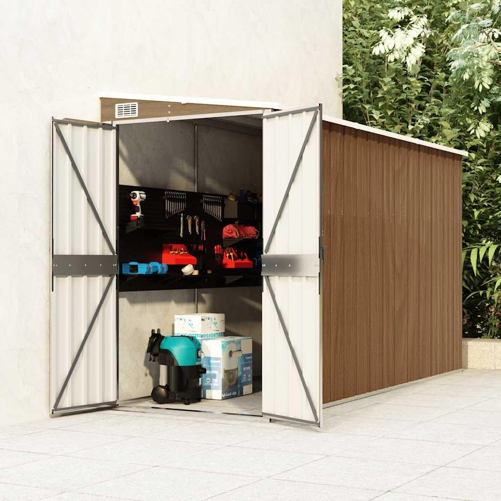 Refined Anbauschuppen Braun 118x288x178 cm Verzinkter Stahl