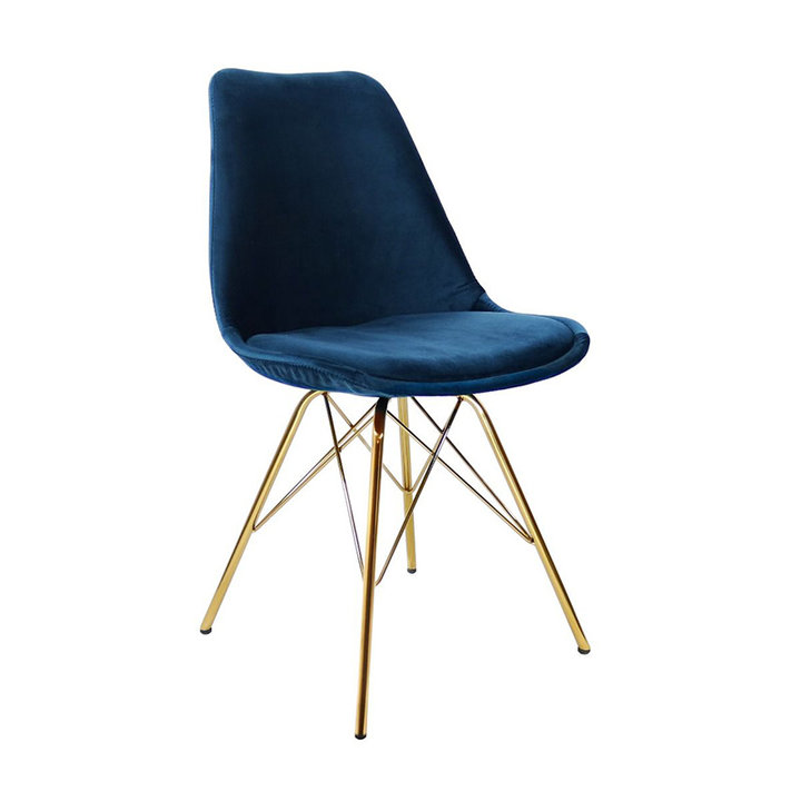 Kick collection - Stoel Velvet Donkerblauw - Goud frame